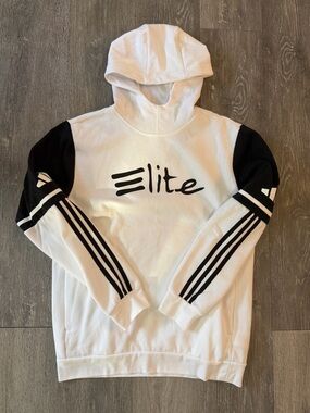 Men’s Adidas Elite LOVB White Black Pullover Hoodie Men’s Medium Graphic Print